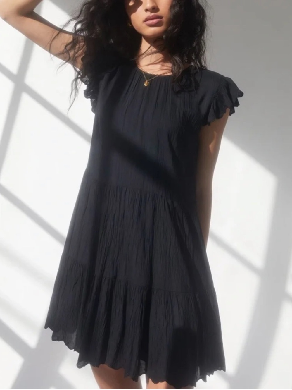 Aritzia Wilfred La Boheme Sidonie Tiered Cotton Dress with Ruffle Sleeves
